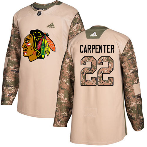Adidas Blackhawks #22 Ryan Carpenter Camo Authentic 2017 Veterans Day Stitched Youth NHL Jersey